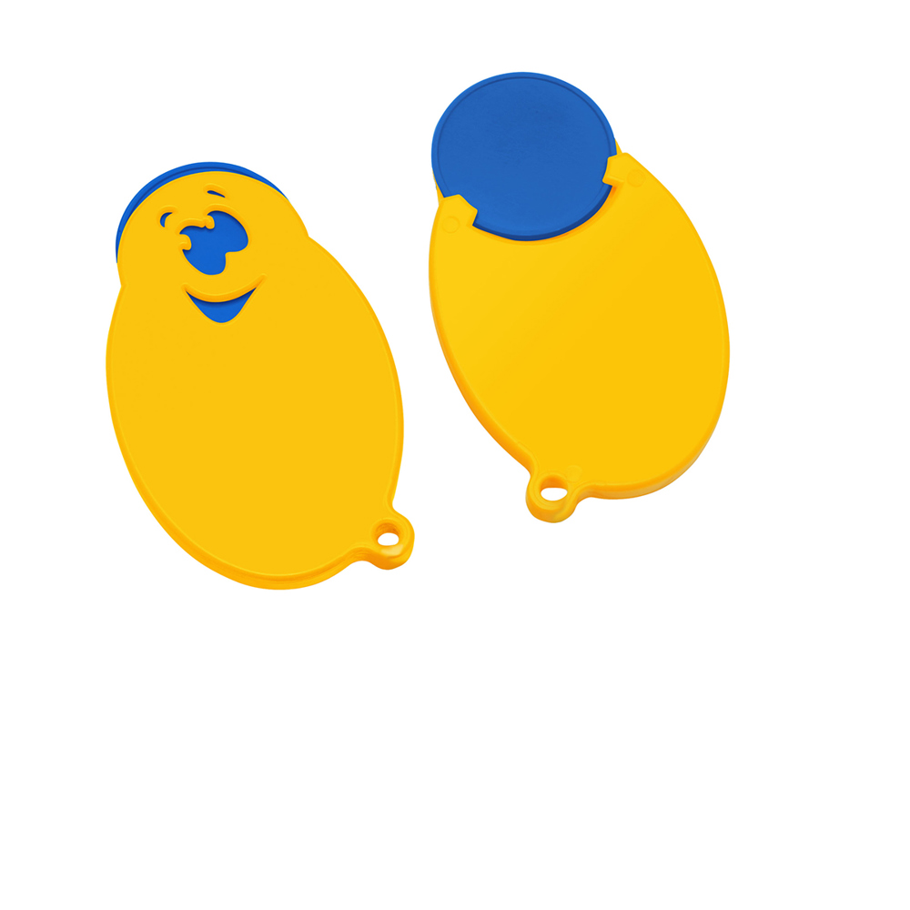 Chiphalter mit 1€-Chip "Gesicht" - blau/gelb