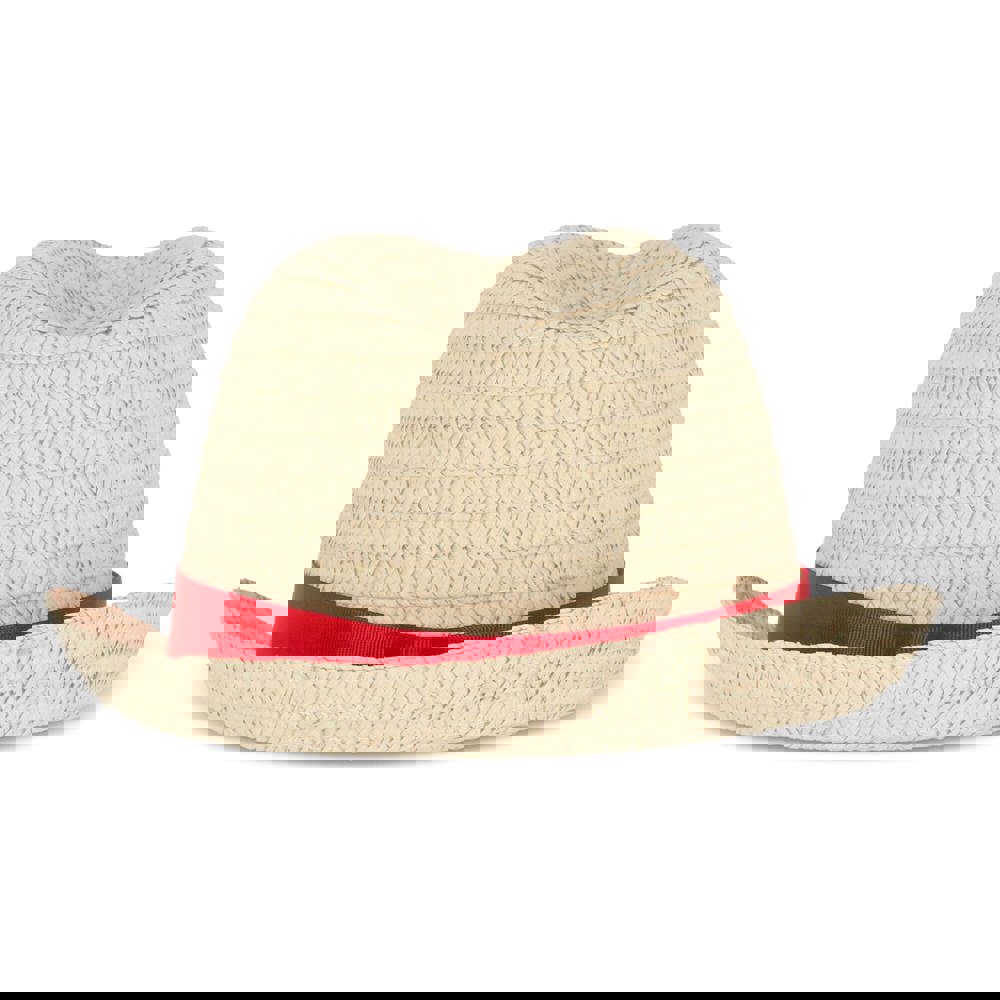 Pflanzlicher Strohhut mit farbigem Band