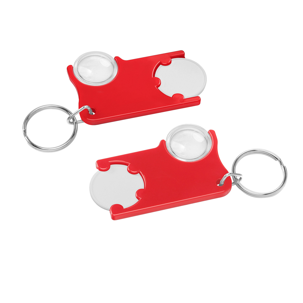 Chiphalter mit 1€-Chip und Lupe - Weiß/Rot