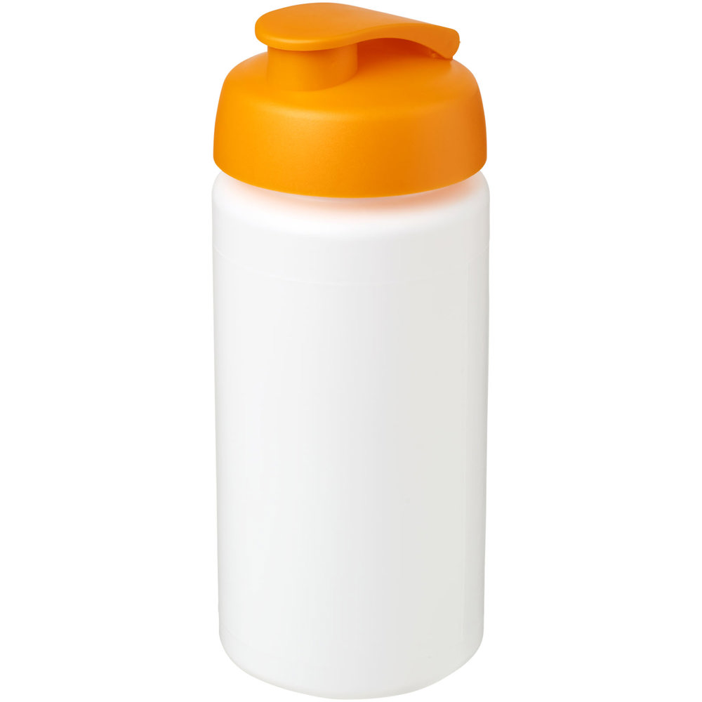 Baseline® Plus grip 500 ml Sportflasche mit Klappdeckel - weiss, orange