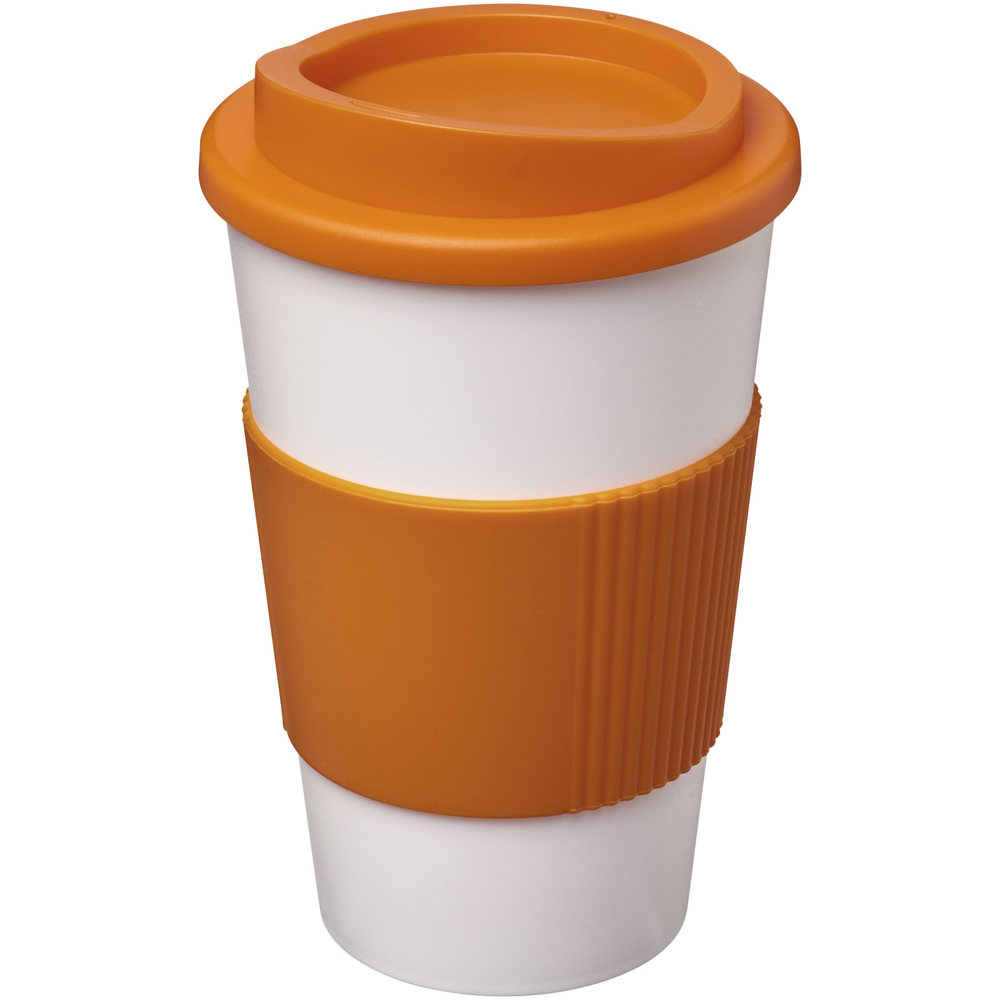 Americano® 350 ml Isolierbecher mit Schutzring - weiss, orange