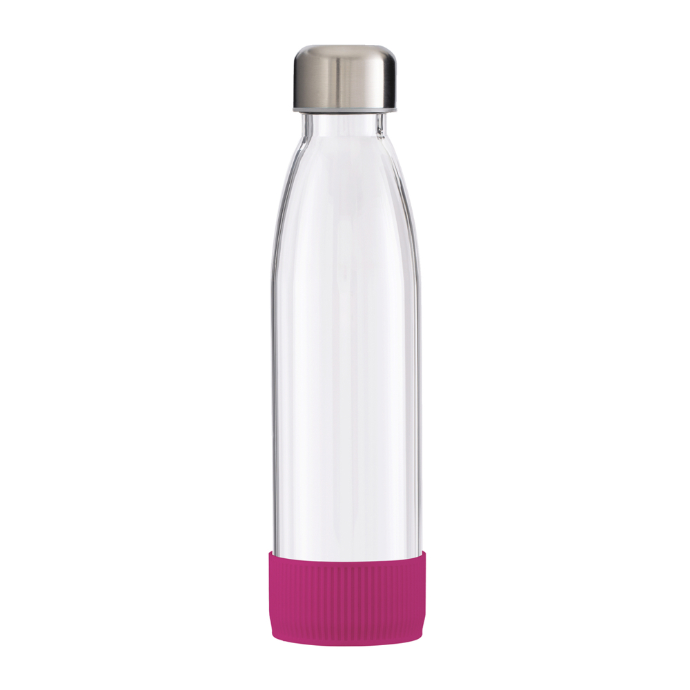 Trinkflasche GLASS - magenta, silber, transparent