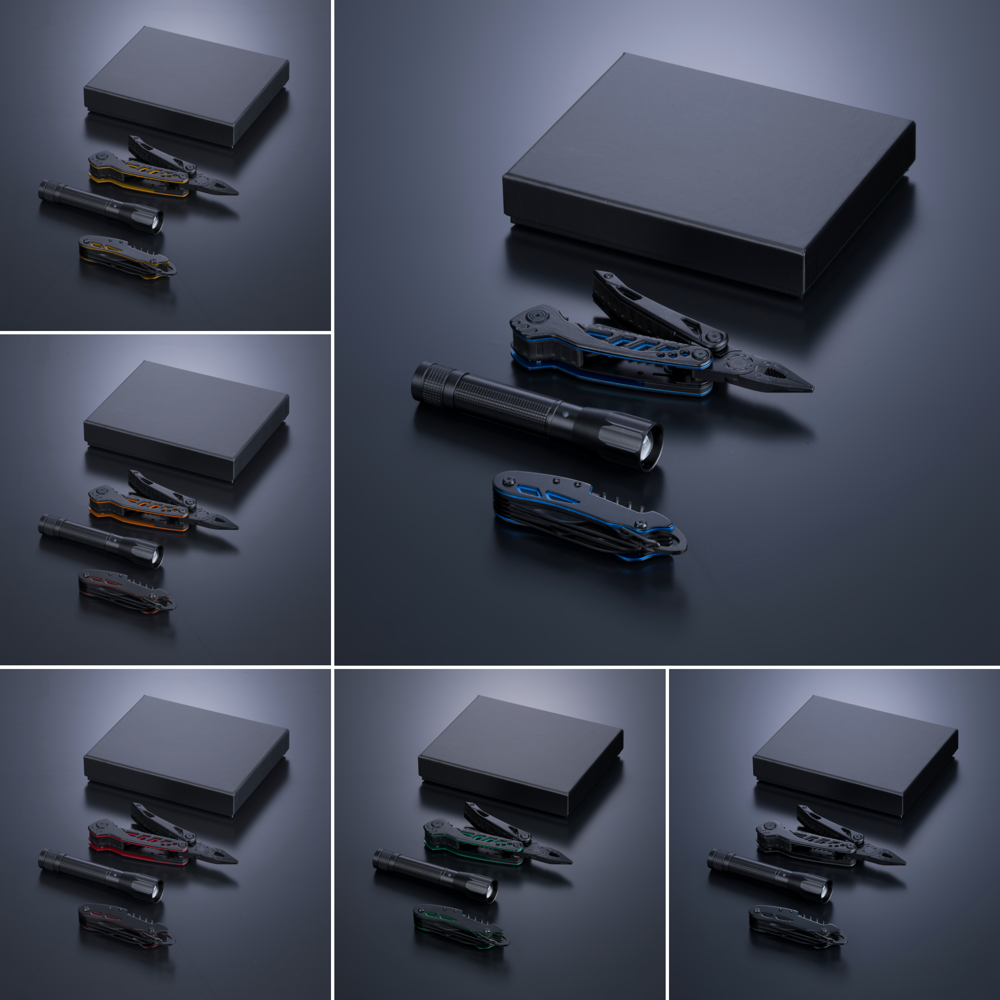 Optima Set II: Multitool, Taschenmesser und mittelgroße Taschenlampe