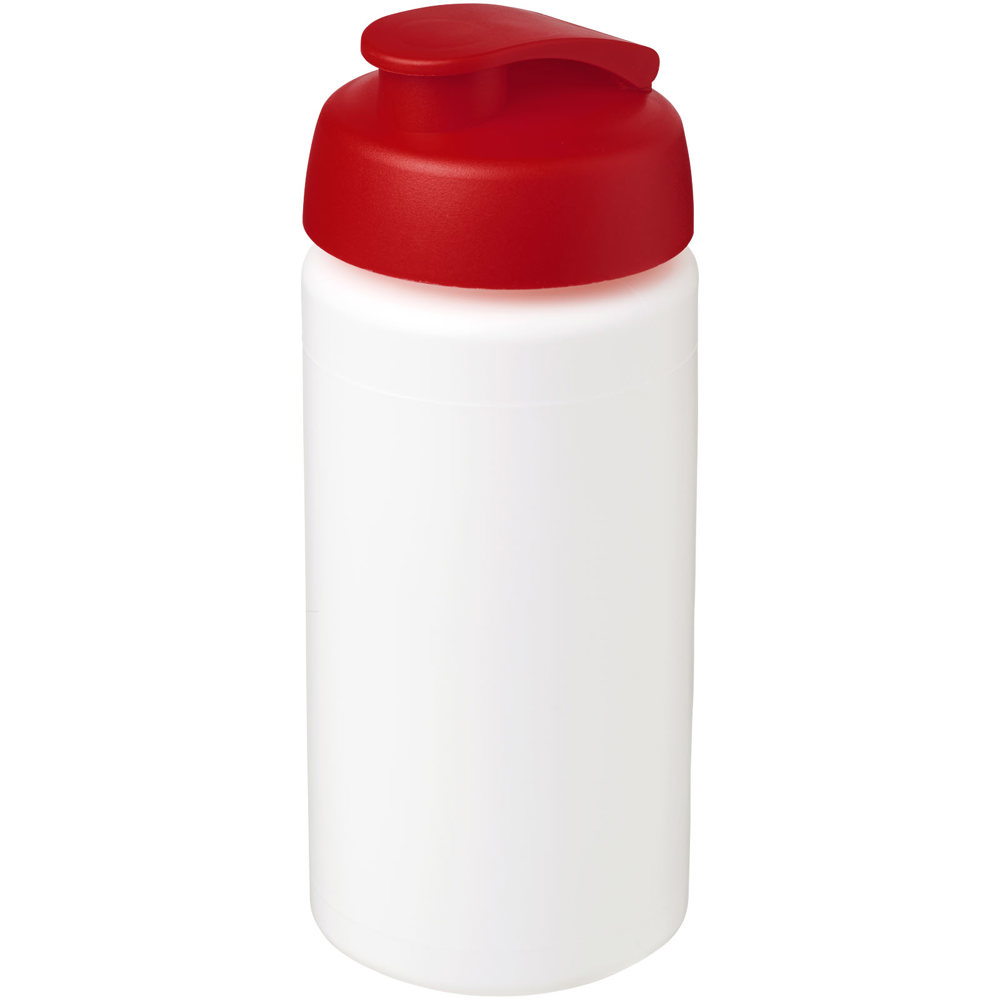 Baseline® Plus grip 500 ml Sportflasche mit Klappdeckel - weiss, rot
