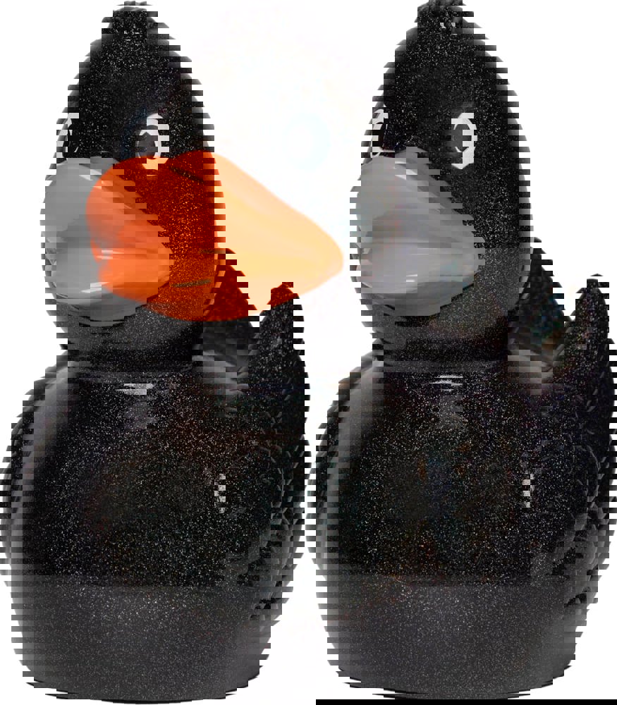 Quietsche-Ente, schwarz/glitzer, 7,5 cm