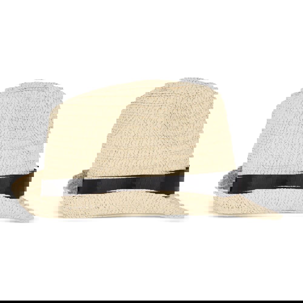 Pflanzlicher Strohhut mit farbigem Band