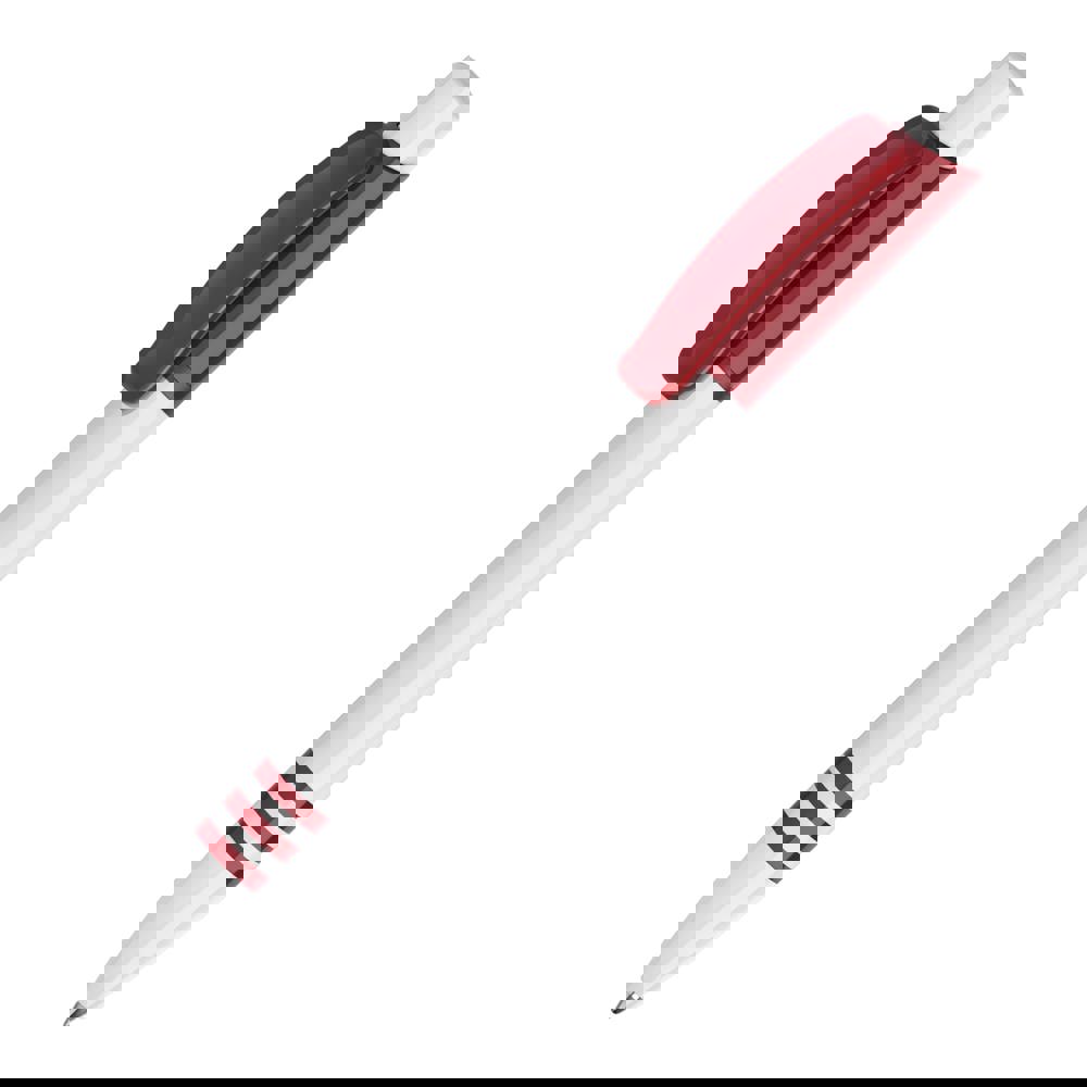 Kugelschreiber Tropic hardcolour - Weiss / Dunkelrot