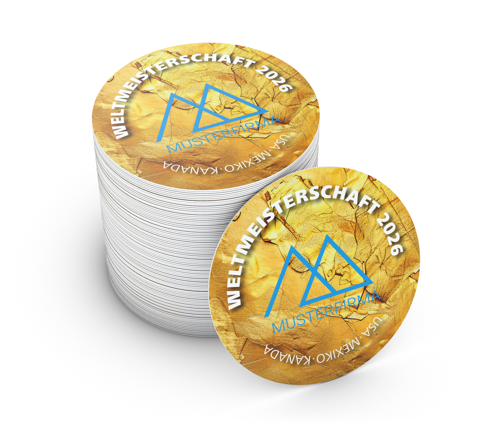 WM-Bierdeckel, rund, „Pokalgold“