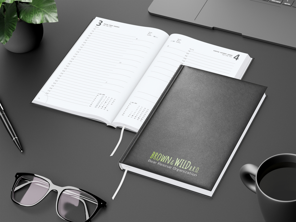 Tageskalender Advance, schwarz, Siebdruck-Digital