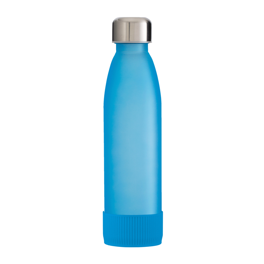 Trinkflasche GLASS - cyan, silber
