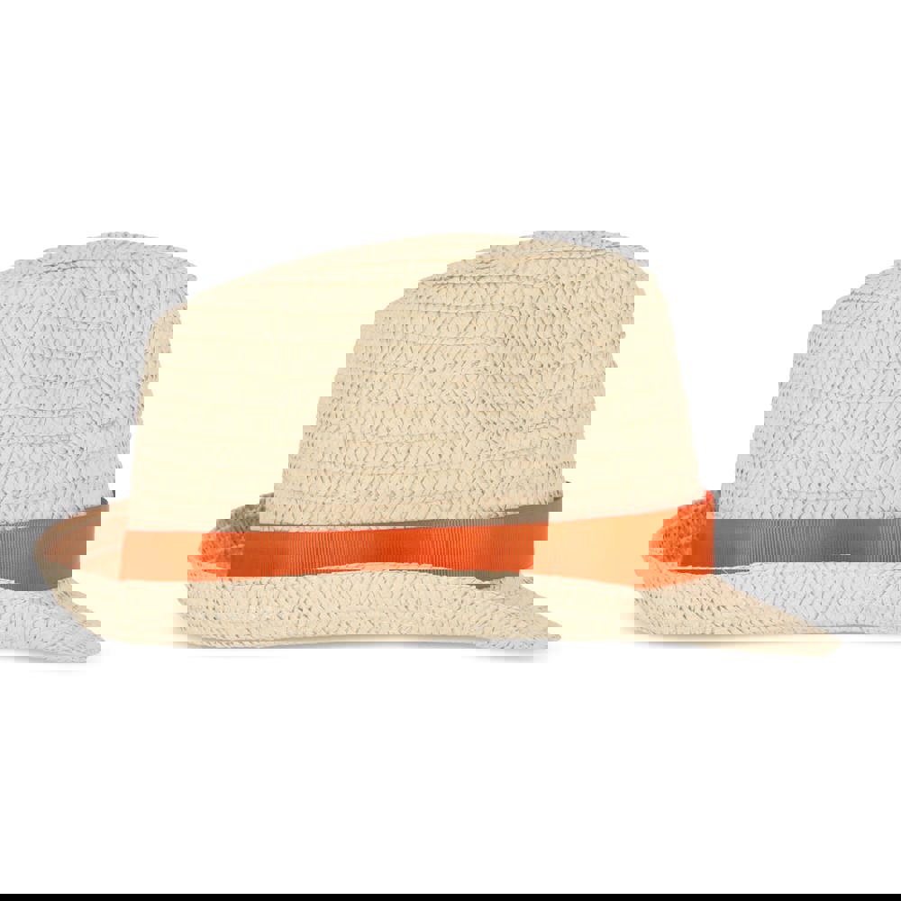 Pflanzlicher Strohhut mit farbigem Band