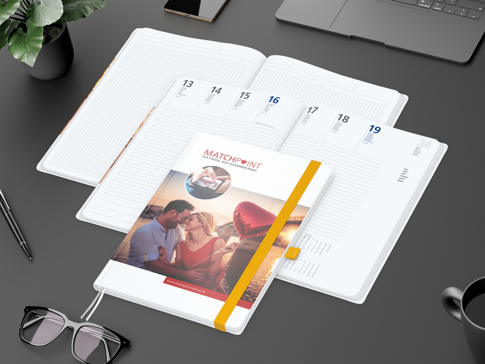 Wochenkalender vorne + Notizen hinten Match-Hybrid, A4, Papier matt, gelb