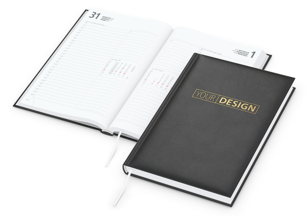 Tageskalender Image, schwarz, Goldprägung