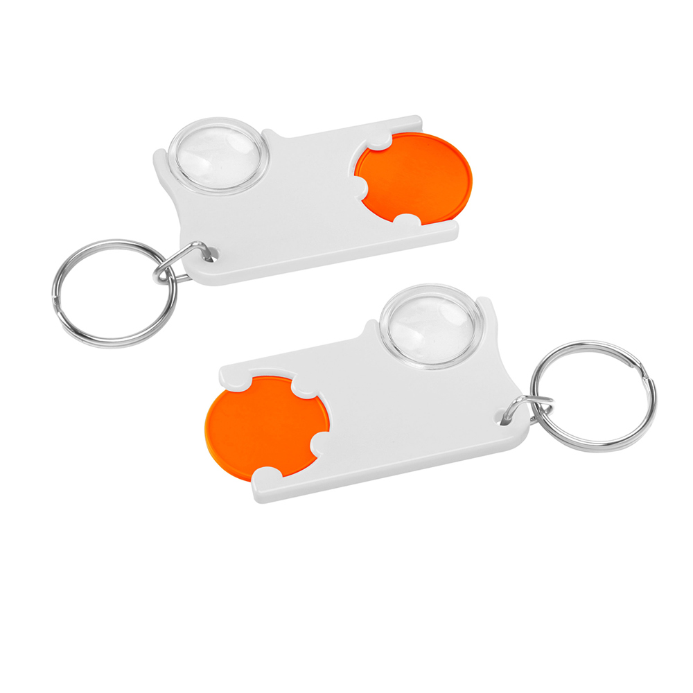 Chiphalter mit 1€-Chip und Lupe - Orange/Weiß