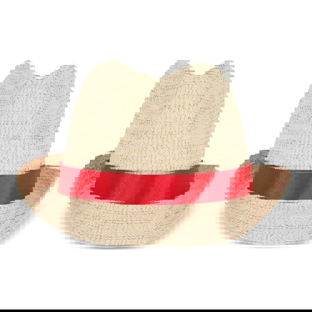 Pflanzlicher Strohhut mit farbigem Band