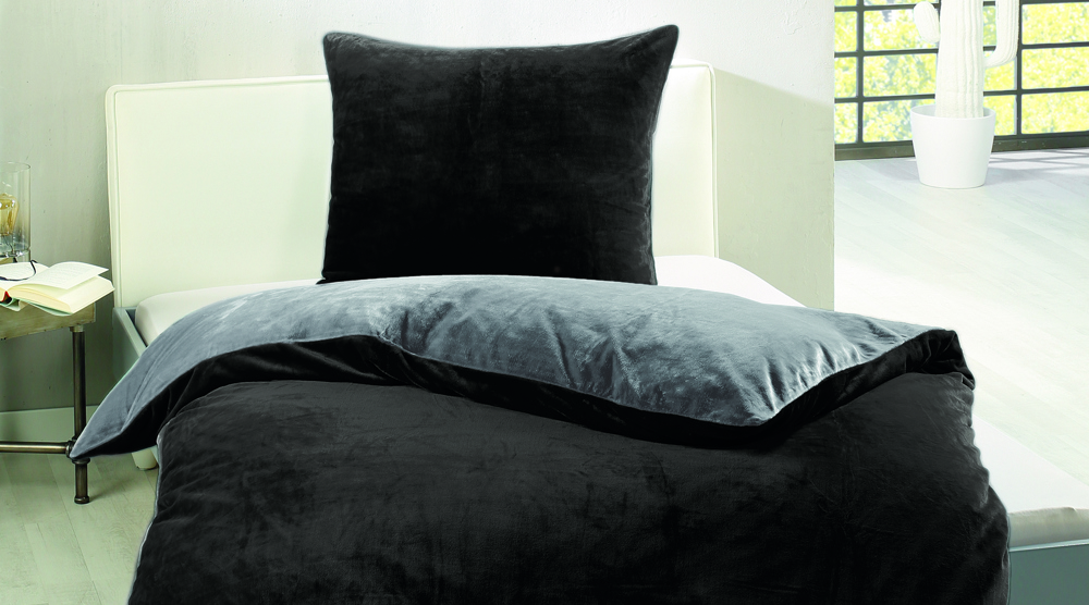 Wende Bettwäsche in Cashmere-Feeling - schwarz/anthrazit