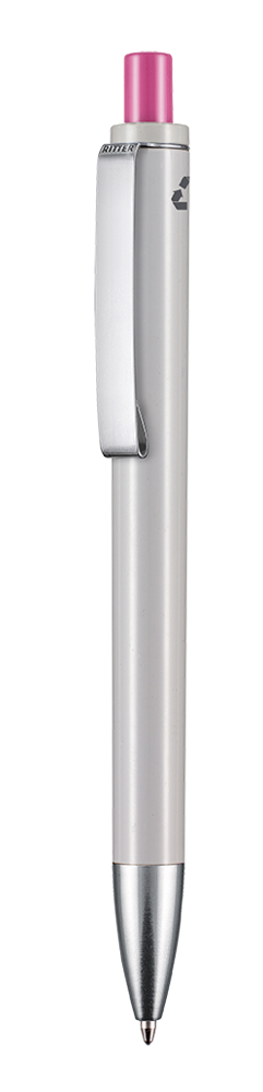 Kugelschreiber EXOS RECYCLED - grau recycled/fuchsia-pink