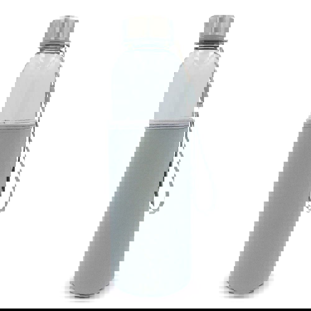 Trinkflasche aus Glas mit Neoprenhülle 500ml - Transparent / Grau