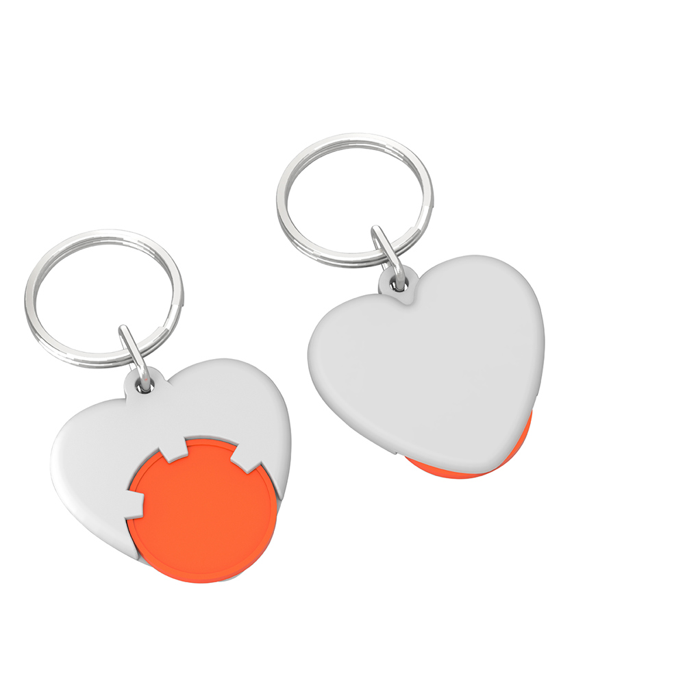Chiphalter mit 1€-Chip "Herz" - Orange/Weiß