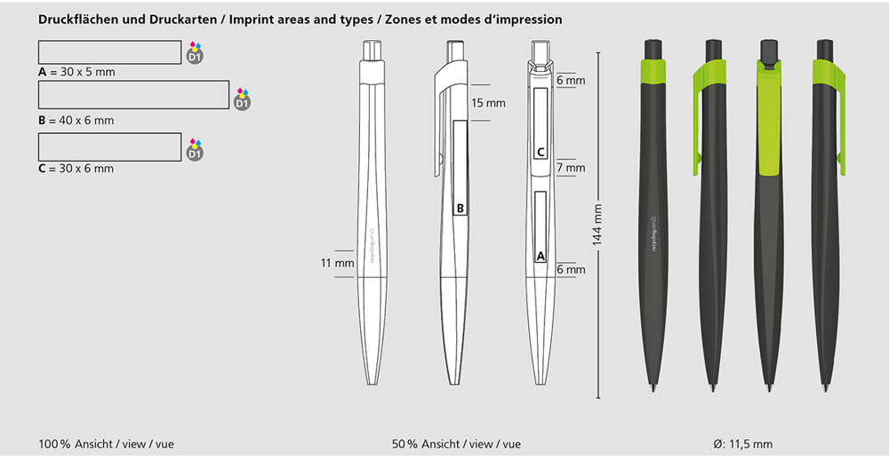 Klio-Eterna - Shape recycling - Druckkugelschreiberanthrazit