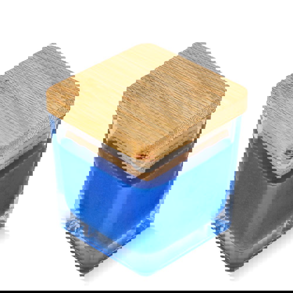 Chakra Kerze auf pflanzlicher Basis im Glasgefäß - Blau
