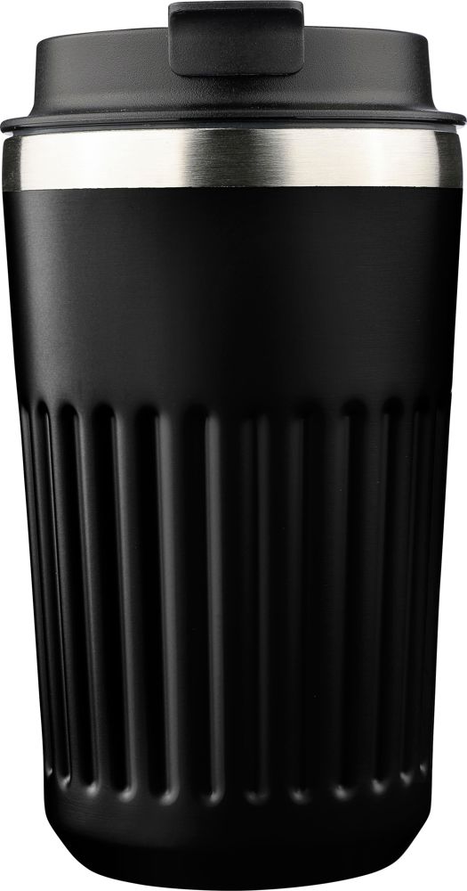 Recycelter Edelstahl-Reisebecher (400 ml) Chiara - Schwarz