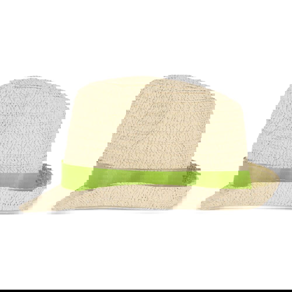 Pflanzlicher Strohhut mit farbigem Band