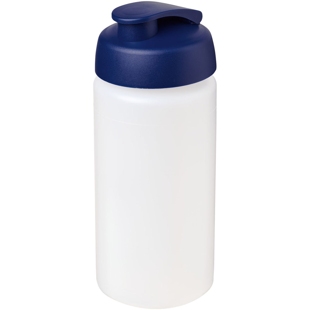 Baseline® Plus grip 500 ml Sportflasche mit Klappdeckel - transparent, blau