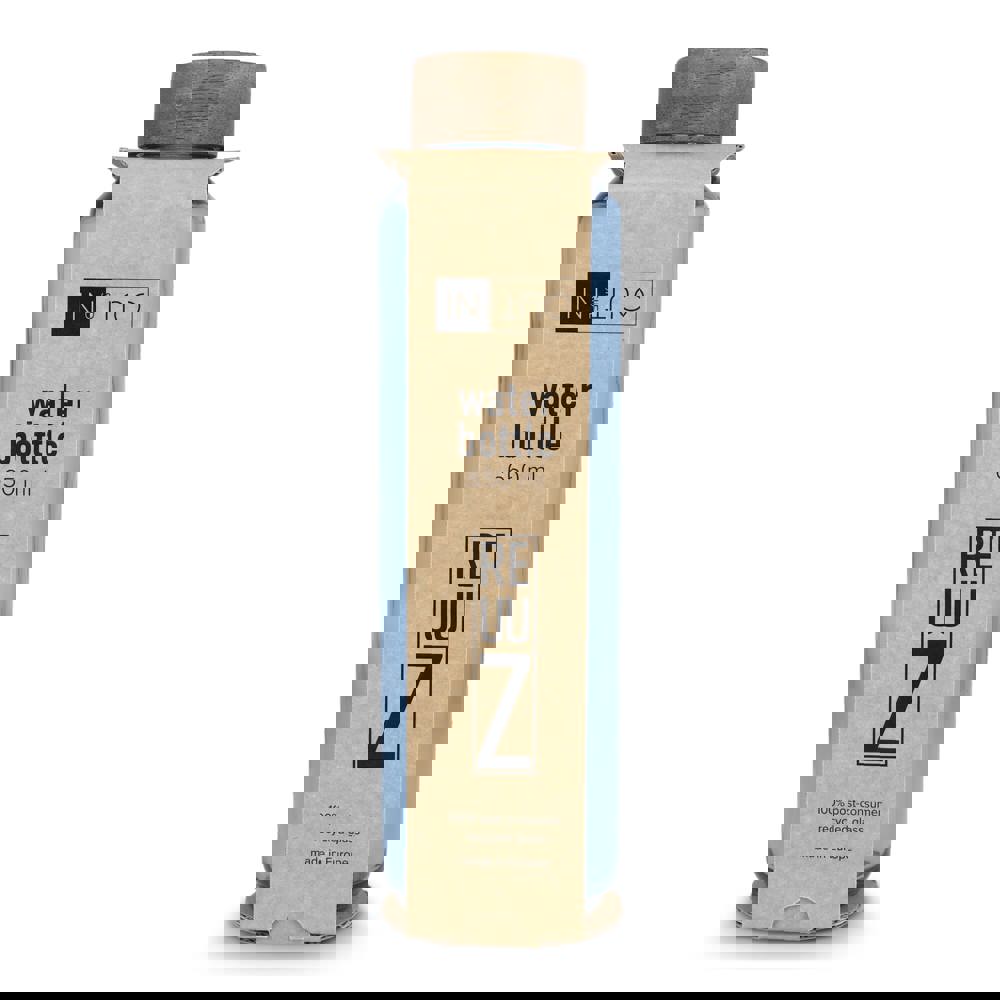 InSideOut Recycelte Glaswasserflasche ReuuZ mit Holzverschluss 650 ml