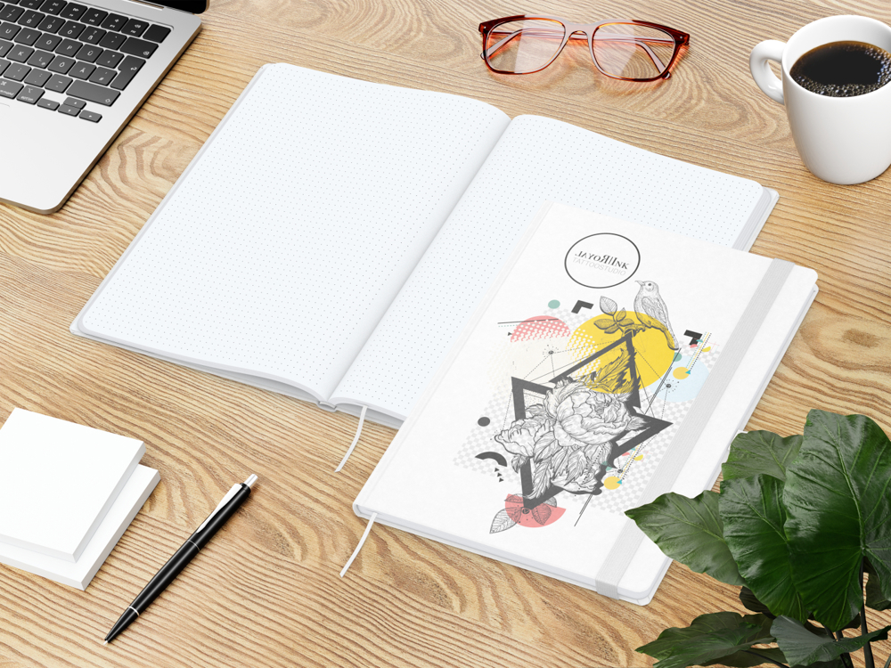 Notizbuch Match-Book, A4, White, Punktraster, weiß-individuell, weiß