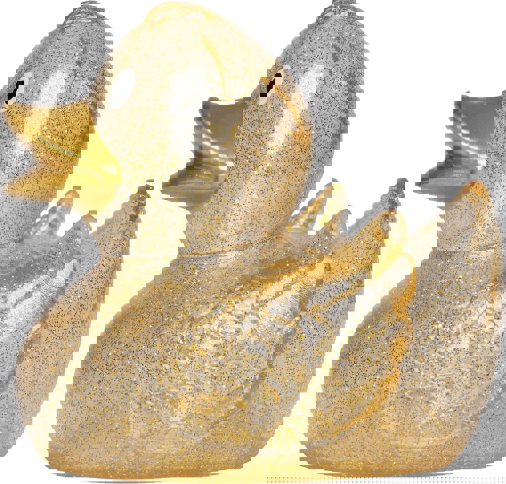 Quietsche-Ente, glitzer/gold, 7,5 cm