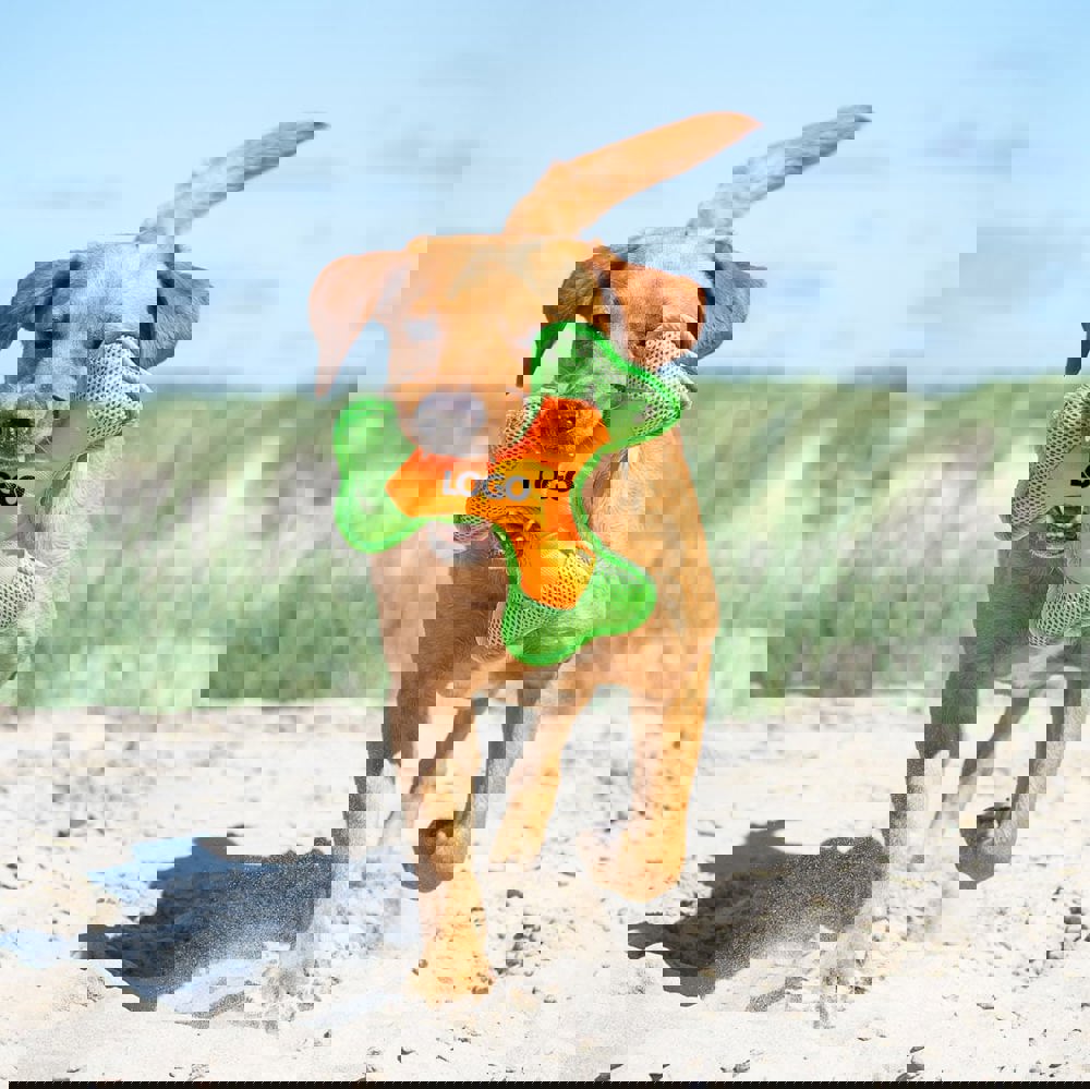 Hundespielzeug Flying Triple, orange/grün, S