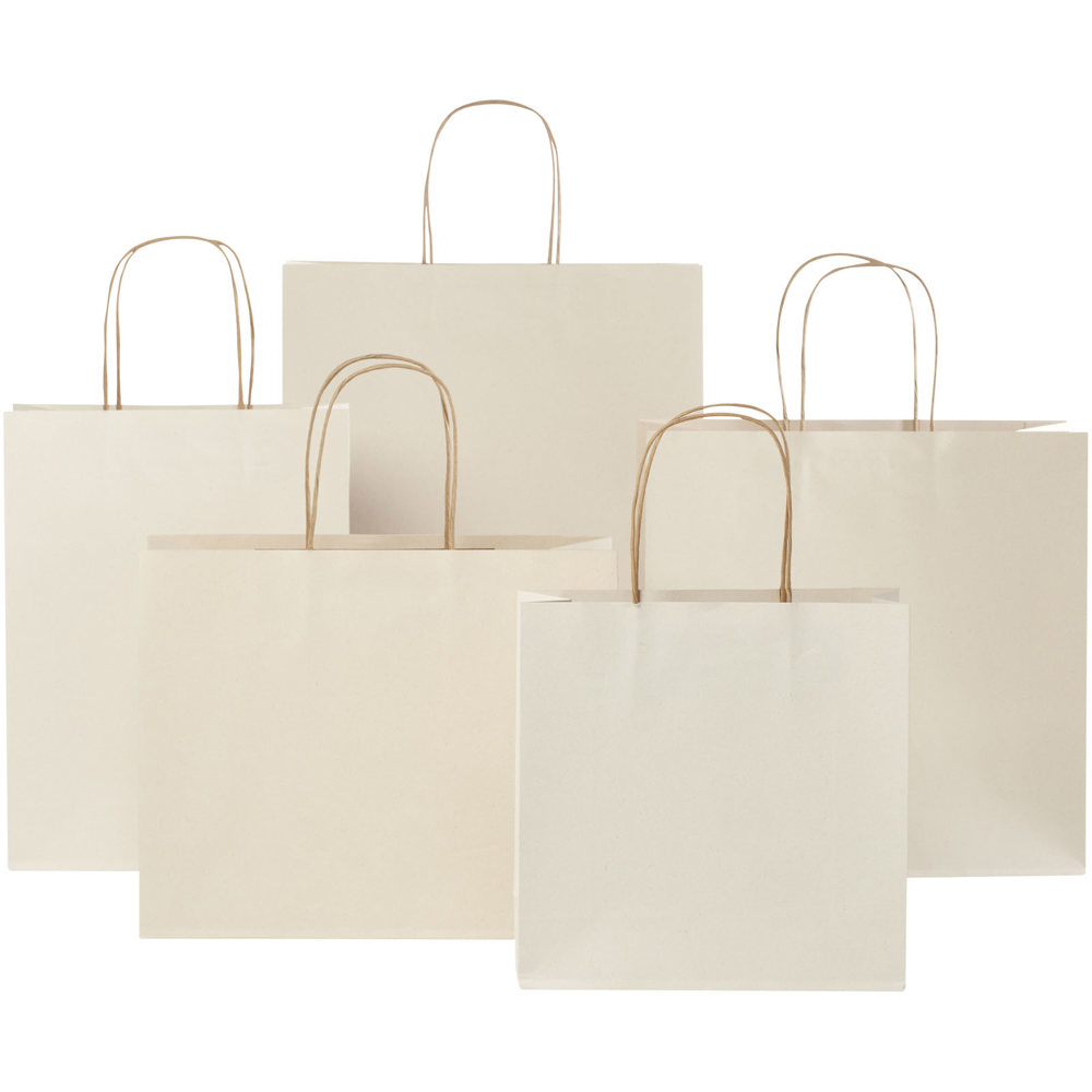 Papiertüte 150 g/m² aus landwirtschaftlichen Reststoffen mit gedrehten Griffen –  24 × 9 × 32 cm