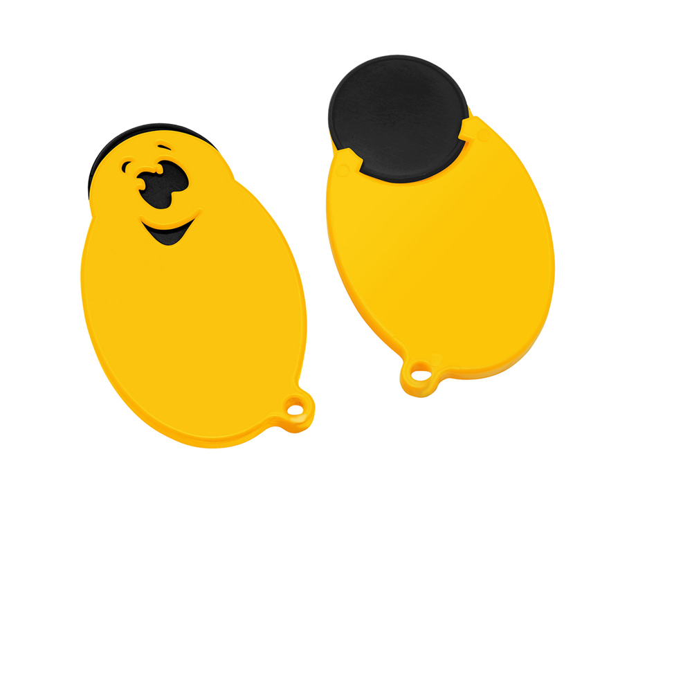 Chiphalter mit 1€-Chip "Gesicht" - schwarz/gelb