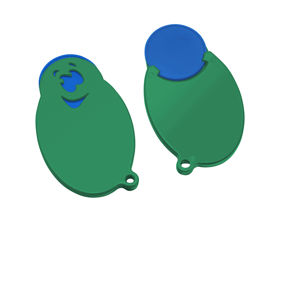 Chiphalter mit 1€-Chip "Gesicht" - blau/grün