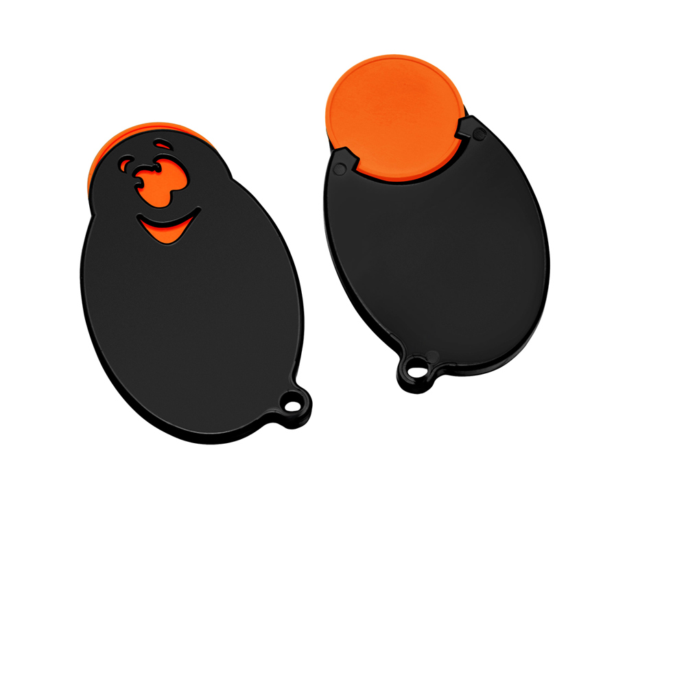 Chiphalter mit 1€-Chip "Gesicht" - orange/schwarz