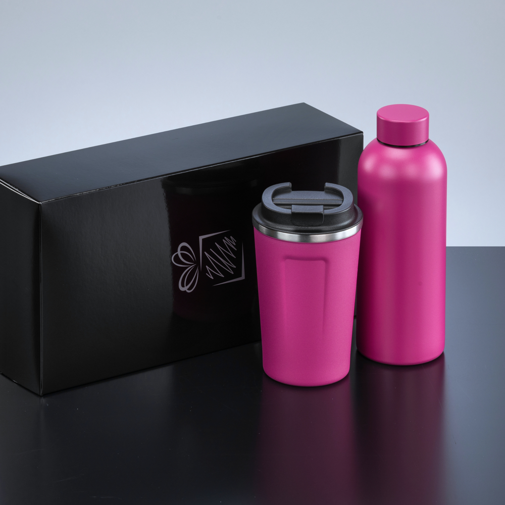 Nordic Set: Thermosflasche 500 ml & Thermobecher 350 ml - Rosa