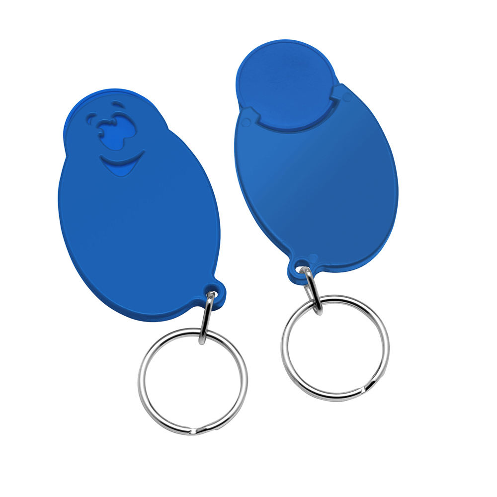 Chiphalter mit 1€-Chip "Gesicht" - blau/blau