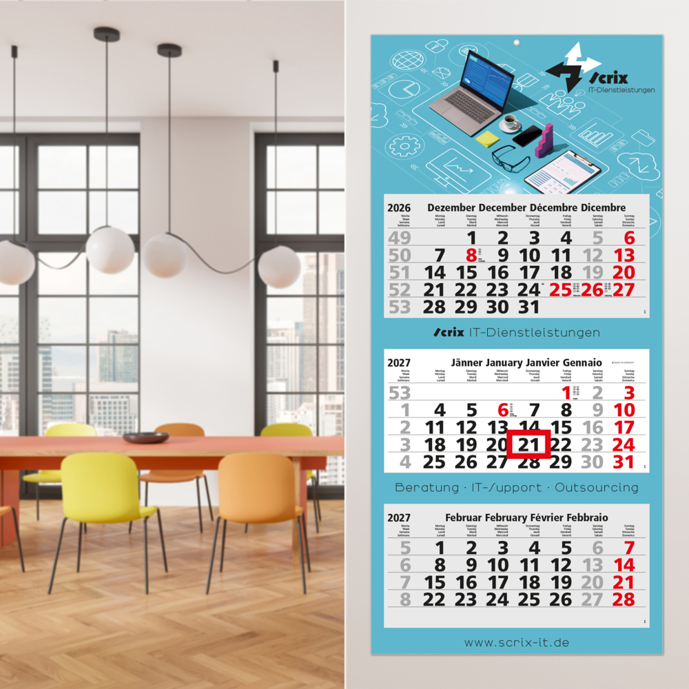 3-Monatskalender Mehrblock Maxi Light 3, Österreich