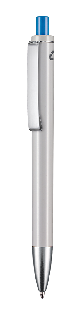 Kugelschreiber EXOS RECYCLED - grau recycled/himmel-blau