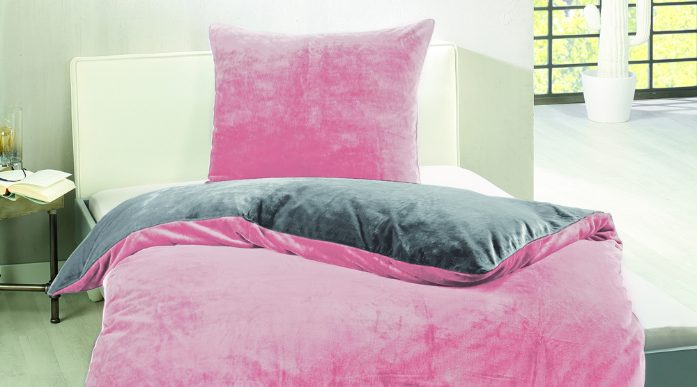 Wende Bettwäsche in Cashmere-Feeling - altrosa/anthrazit