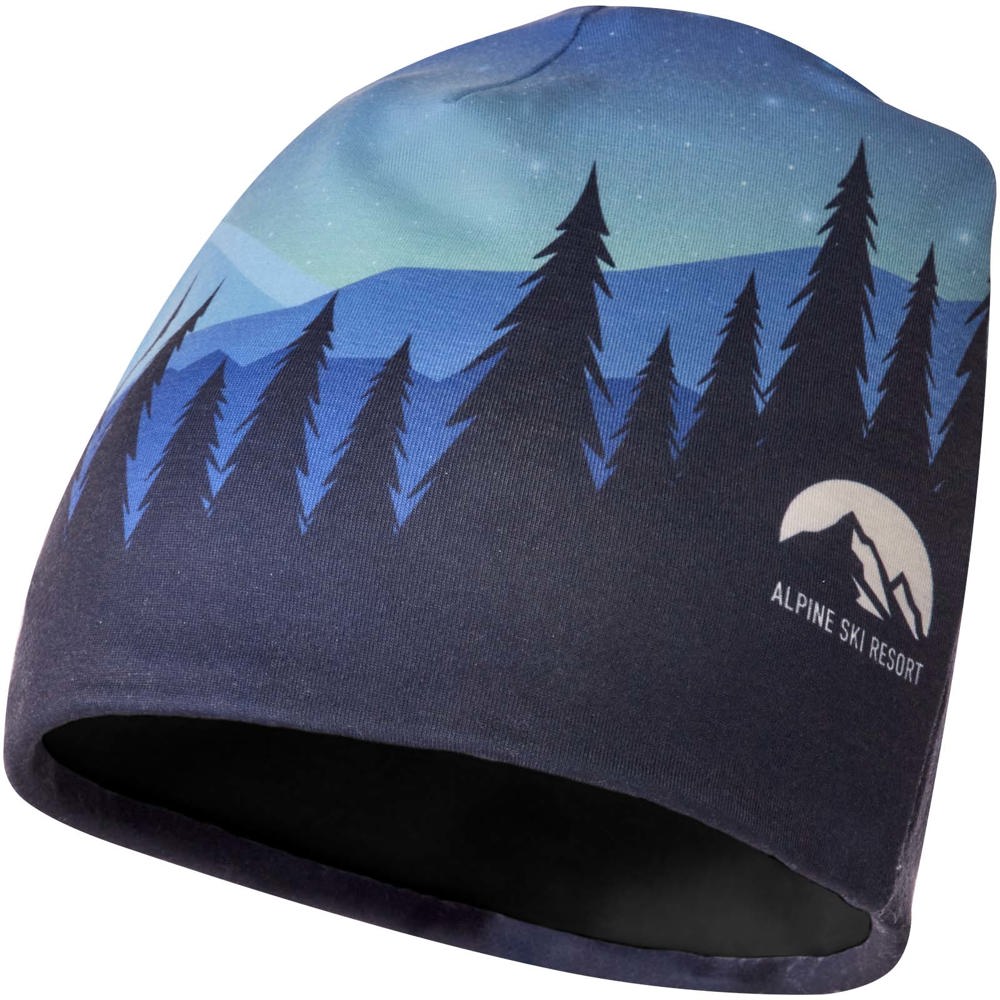 Loki Sublimation-Mütze aus RPET mit Fleece-Schicht - schwarz