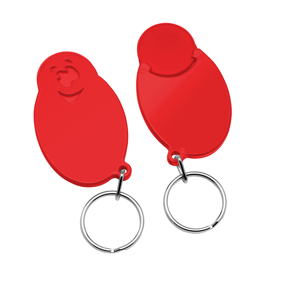 Chiphalter mit 1€-Chip "Gesicht" - rot/rot