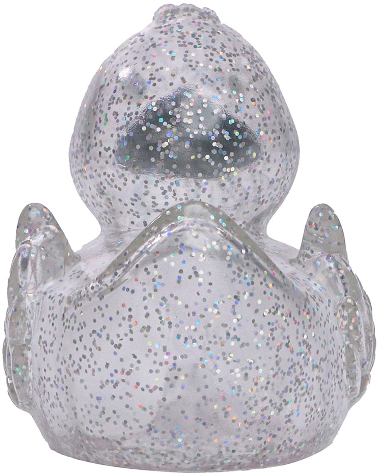 Quietsche-Ente, glitzer/silber, 7,5 cm