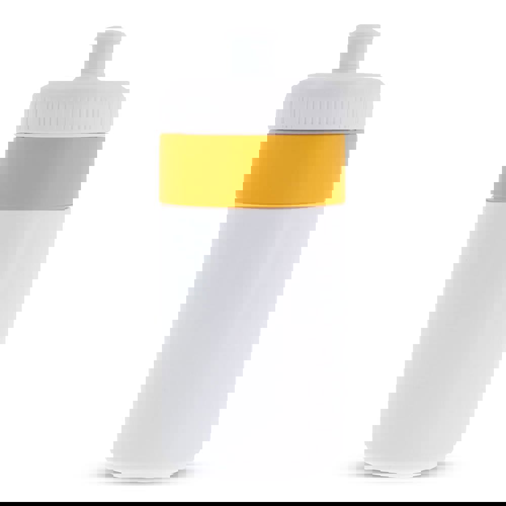 Sportflasche mit Rand 500ml - Weiss / Gelb