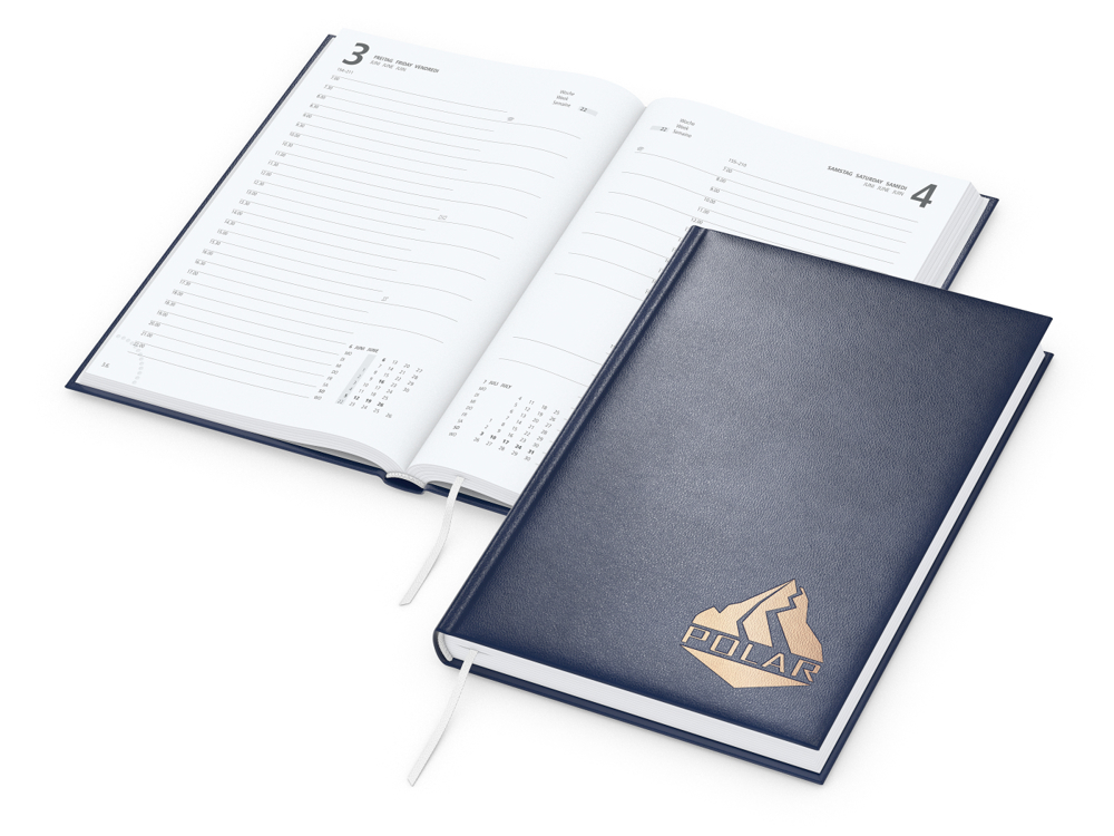 Tageskalender Advance Mo.–So. je 1 Seite Kunstleder-Hardcover - Dunkelblau