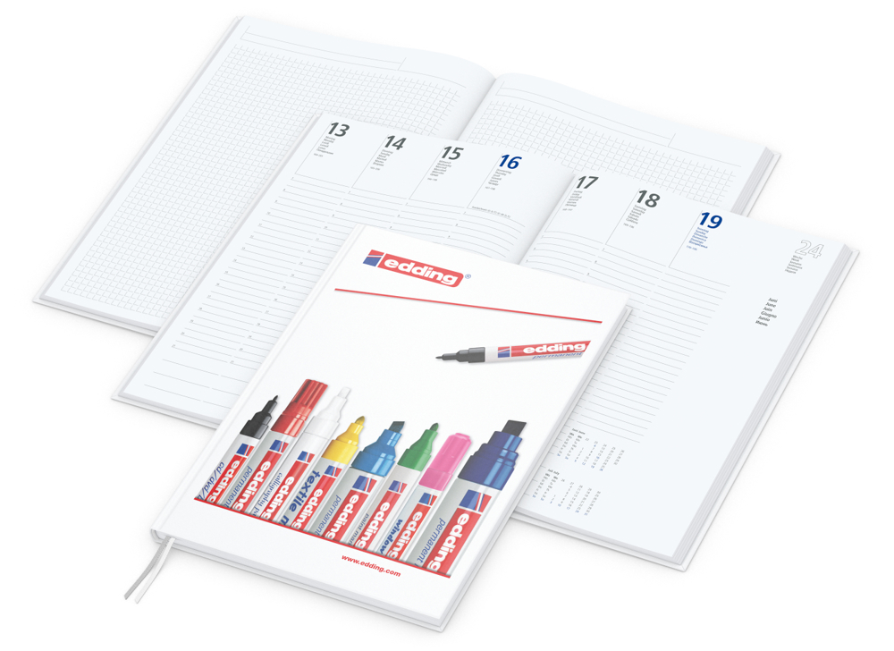 Wochenkalender vorne + Notizen hinten Note-Hybrid Ecken spitz Papier-Hardcover