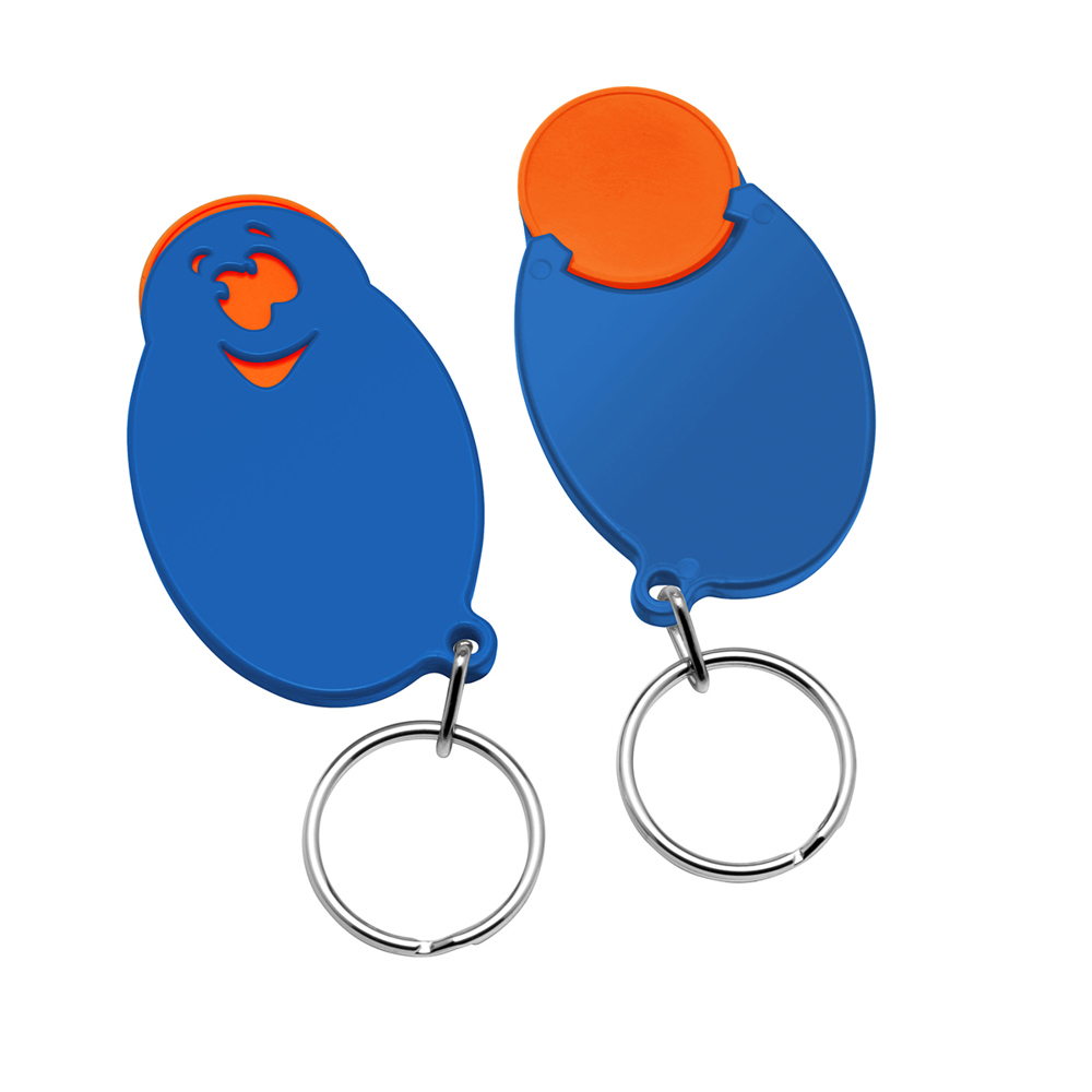 Chiphalter mit 1€-Chip "Gesicht" - orange/blau