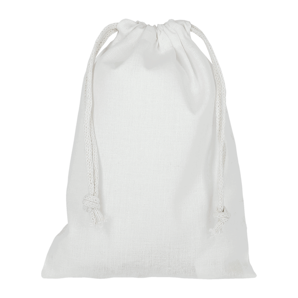 Baumwoll-Zuziehbeutel, OEKO-TEX®, 15 x 20 cm, ca. 140 g/m² - Weiß