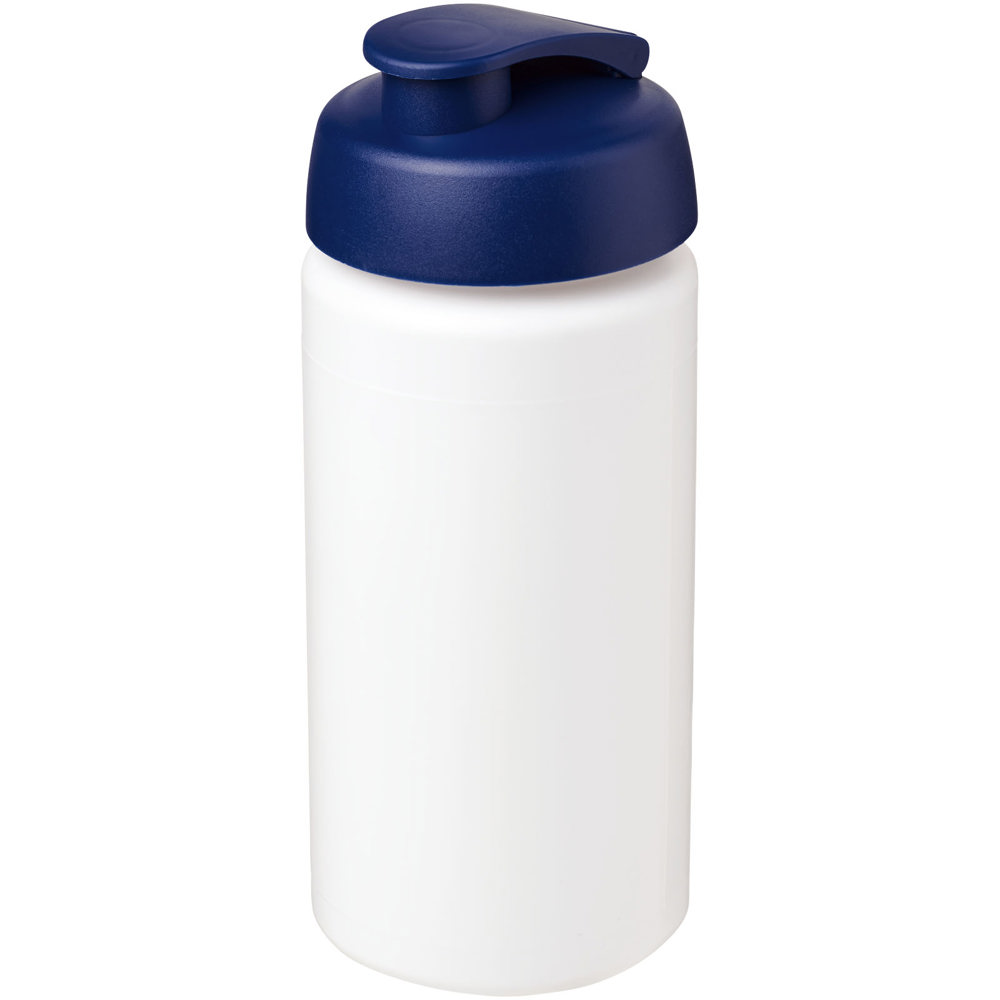 Baseline® Plus grip 500 ml Sportflasche mit Klappdeckel - weiss, blau